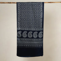 Blue - Printed Mashru Silk Ajrakh Stole 20