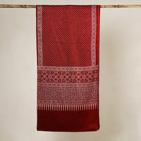 Red - Printed Mashru Silk Ajrakh Stole 19