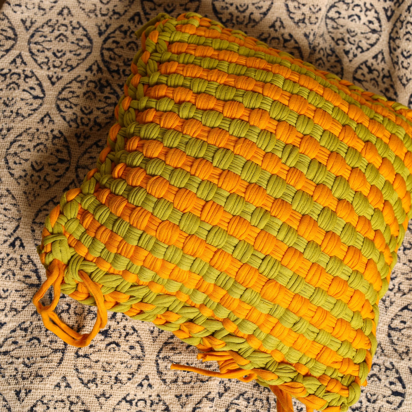 Handwoven Upcycled Cotton Cushion Cover