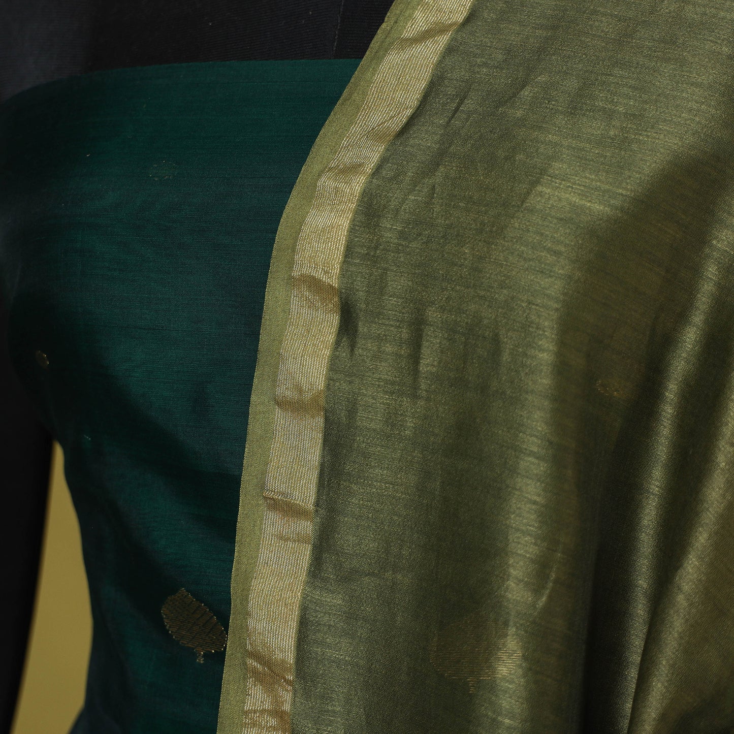 Green - chanderi silk handpainted pichwai dupatta 10