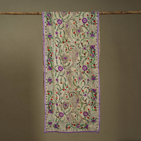 Purple Chanderi Silk Hand Embroidered Stole