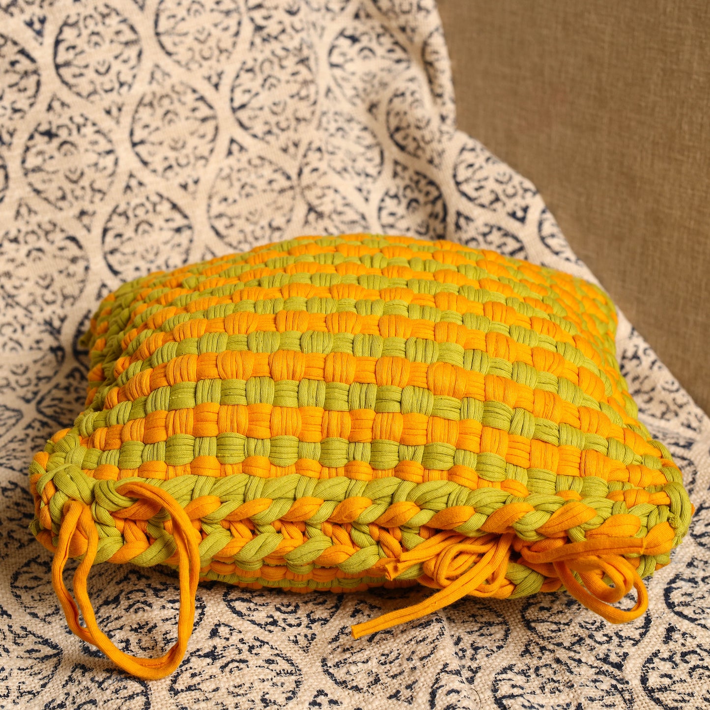 Handwoven Upcycled Cotton Cushion Cover