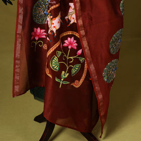 Red - chanderi silk handpainted pichwai dupatta 11