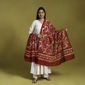  Maroon Cotton Hand Batik Print Dupatta