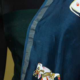 Blue - chanderi silk handpainted pichwai dupatta 12