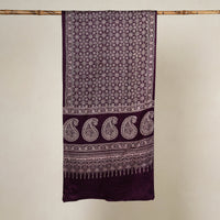 Purple - Printed Mashru Silk Ajrakh Stole 08