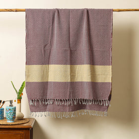 Brown - Handloom Cotton Towel with Tassels from Bijnor by Nizam