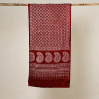 Red - Printed Mashru Silk Ajrakh Stole 03