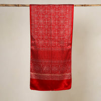 Red - Printed Mashru Silk Ajrakh Stole 02