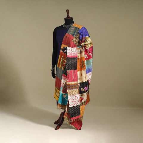 Multicolor - patchwork reversible silk bengal kantha work