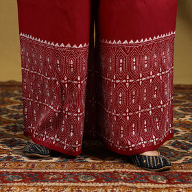 Red - cotton bengal kantha hand embroidery palazzo 37