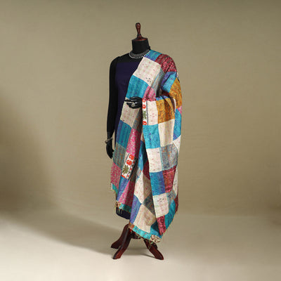 Multicolor - patchwork reversible silk bengal kantha work