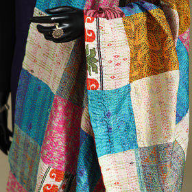 Multicolor - patchwork reversible silk bengal kantha work