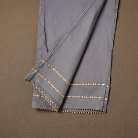 Grey - Gray - Gota Work Cotton Lycra Elasticated Plain Pant for Women 08