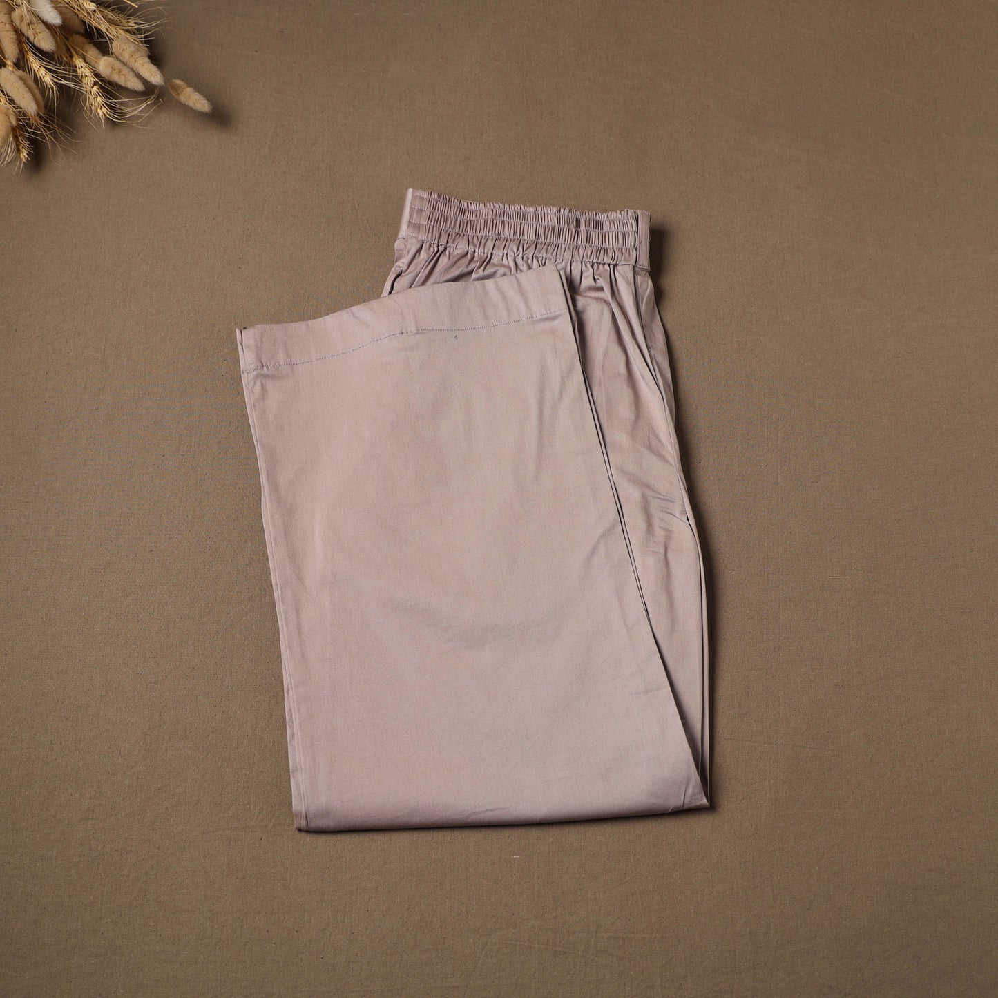 Beige - Cotton Lycra Elasticated Plain Pant for Women 05