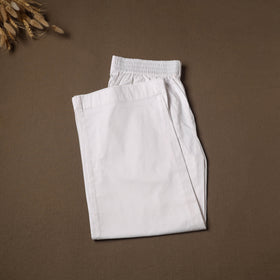White - Cotton Lycra Elasticated Plain Pant for Women 04