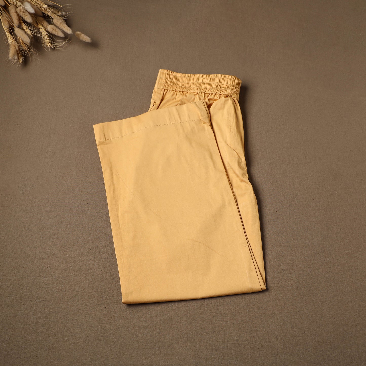 Yellow - Cotton Lycra Elasticated Plain Pant for Women 01