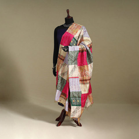 Multicolor - patchwork reversible silk bengal kantha work