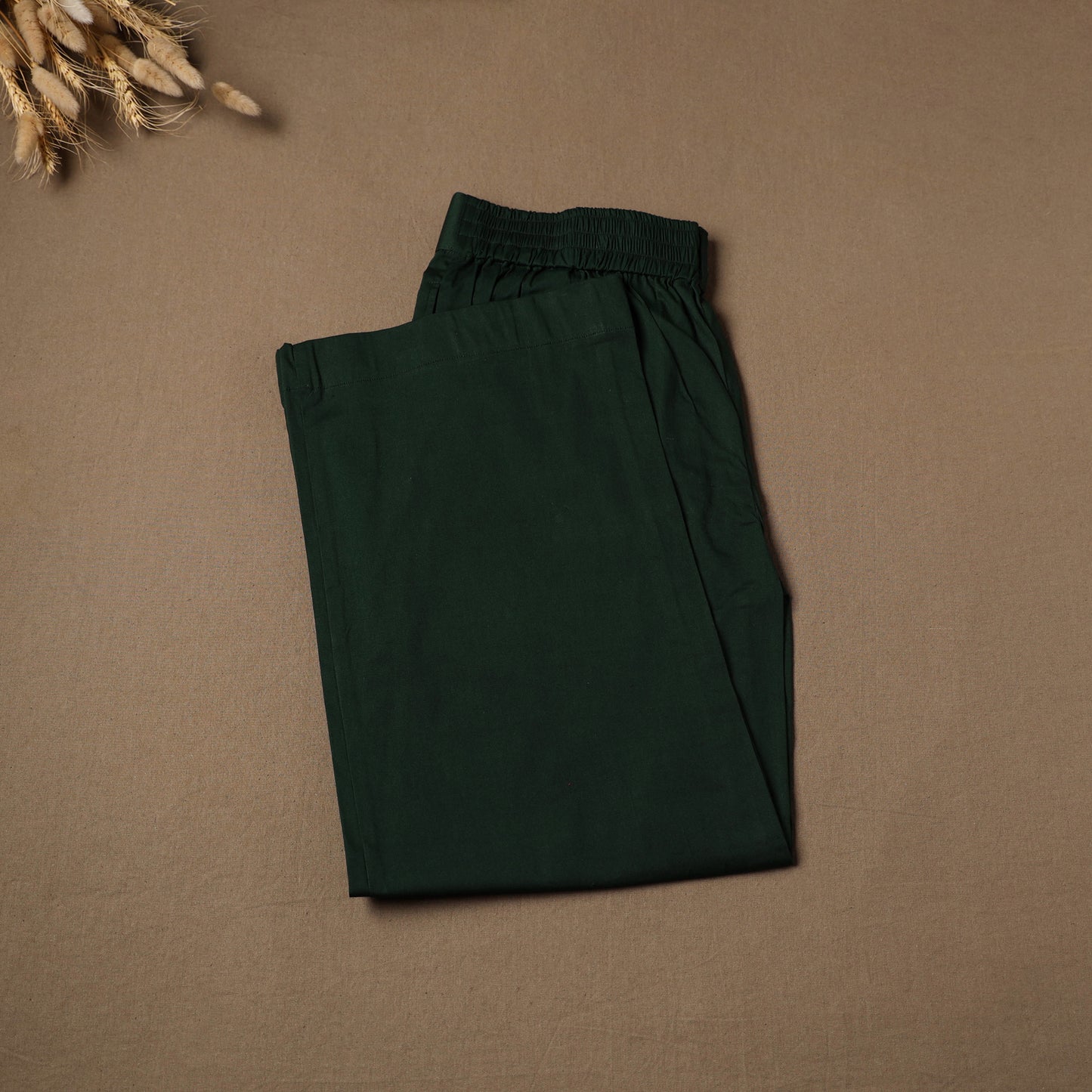 Green - Cotton Lycra Elasticated Plain Pant for Women 03
