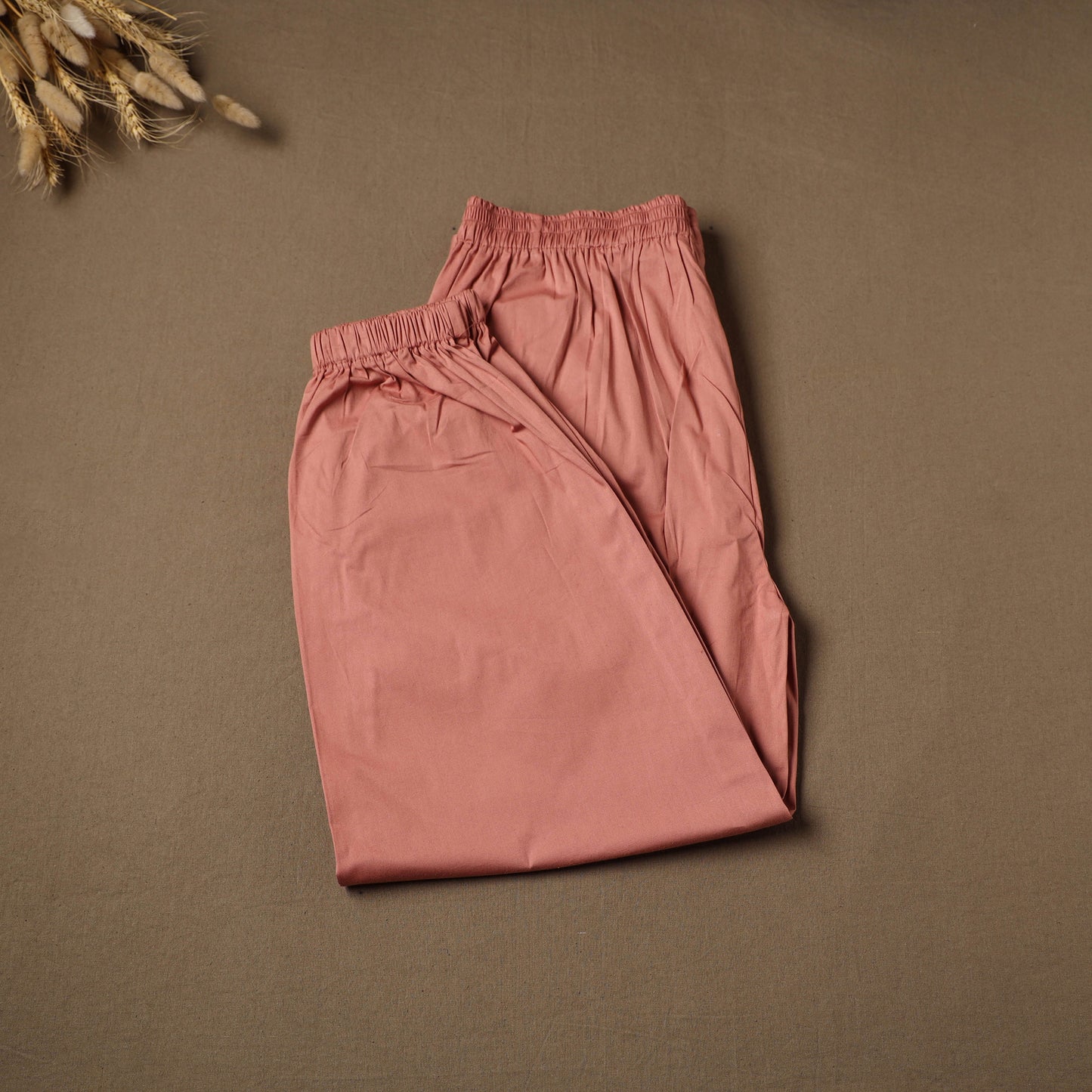 Peach - Cotton Lycra Elasticated Plain Pant for Women 09