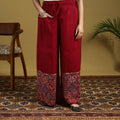 Red - cotton bengal kantha hand embroidery palazzo 42