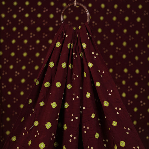 Maroon - Kutch Tie-Dye Satin Cotton Bandhani Fabric 31