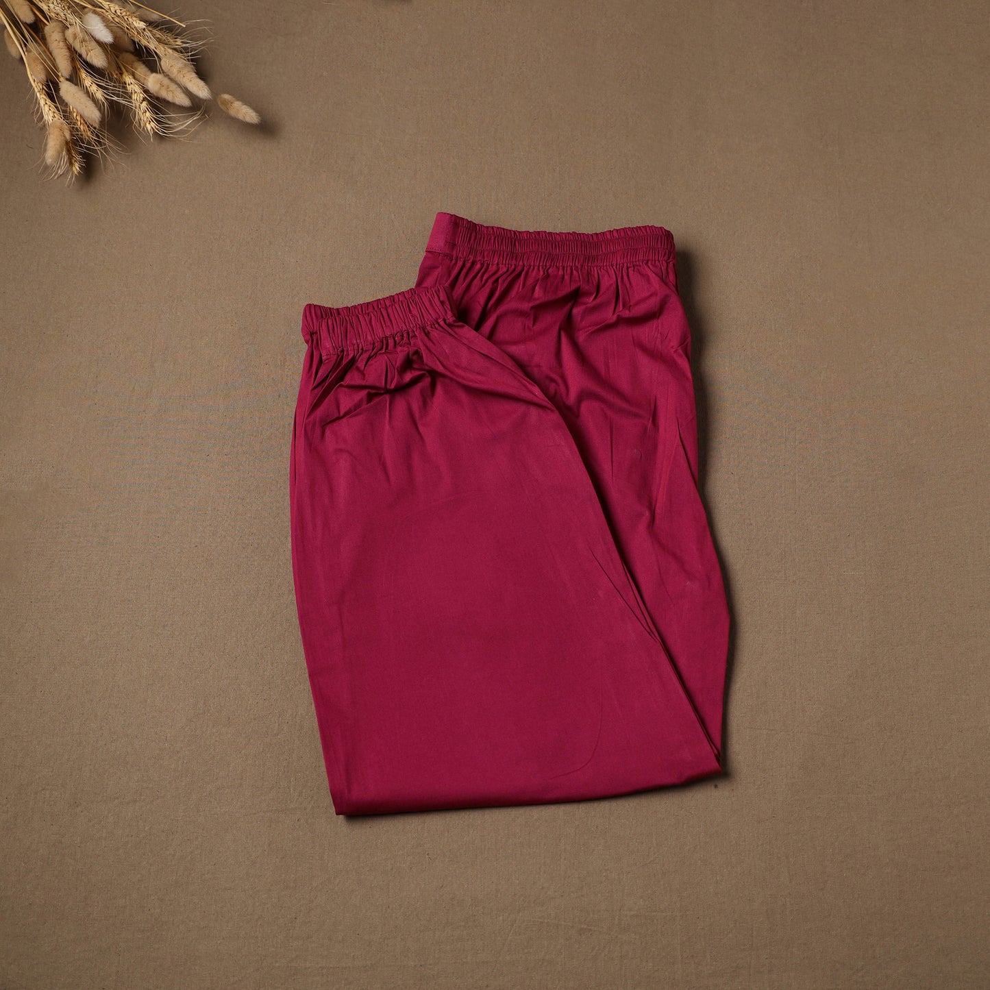 Purple - Cotton Lycra Elasticated Plain Pant for Women 12