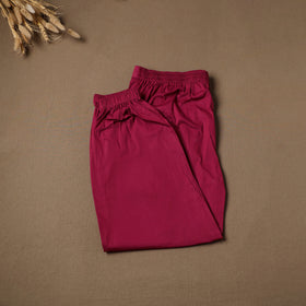 Purple - Cotton Lycra Elasticated Plain Pant for Women 12