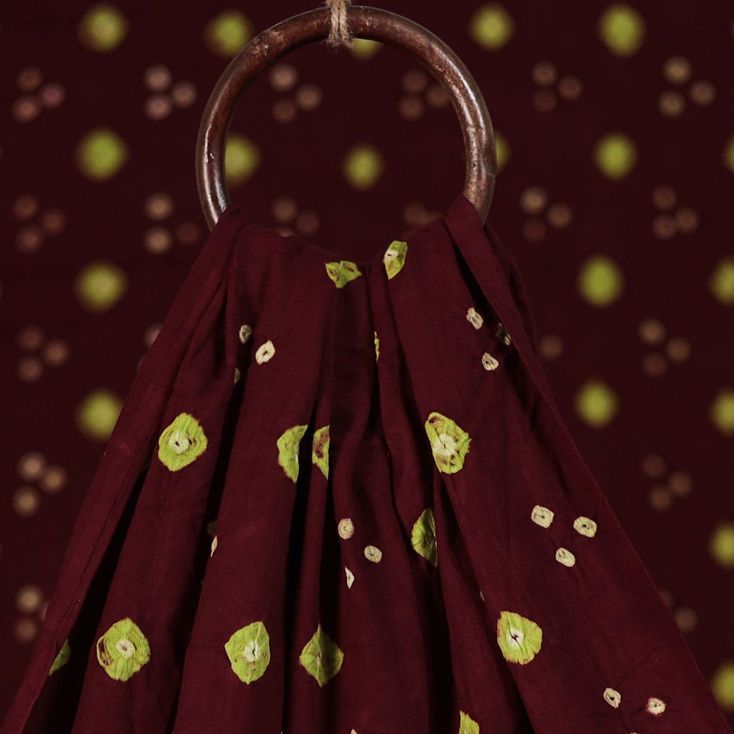 Maroon - Kutch Tie-Dye Satin Cotton Bandhani Fabric 31
