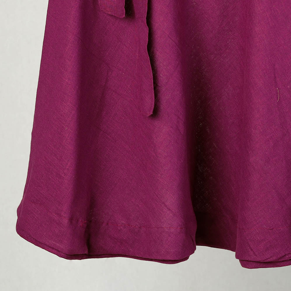 Purple - Jhiri Handloom Cotton Wrap Around Plain Skirt 01