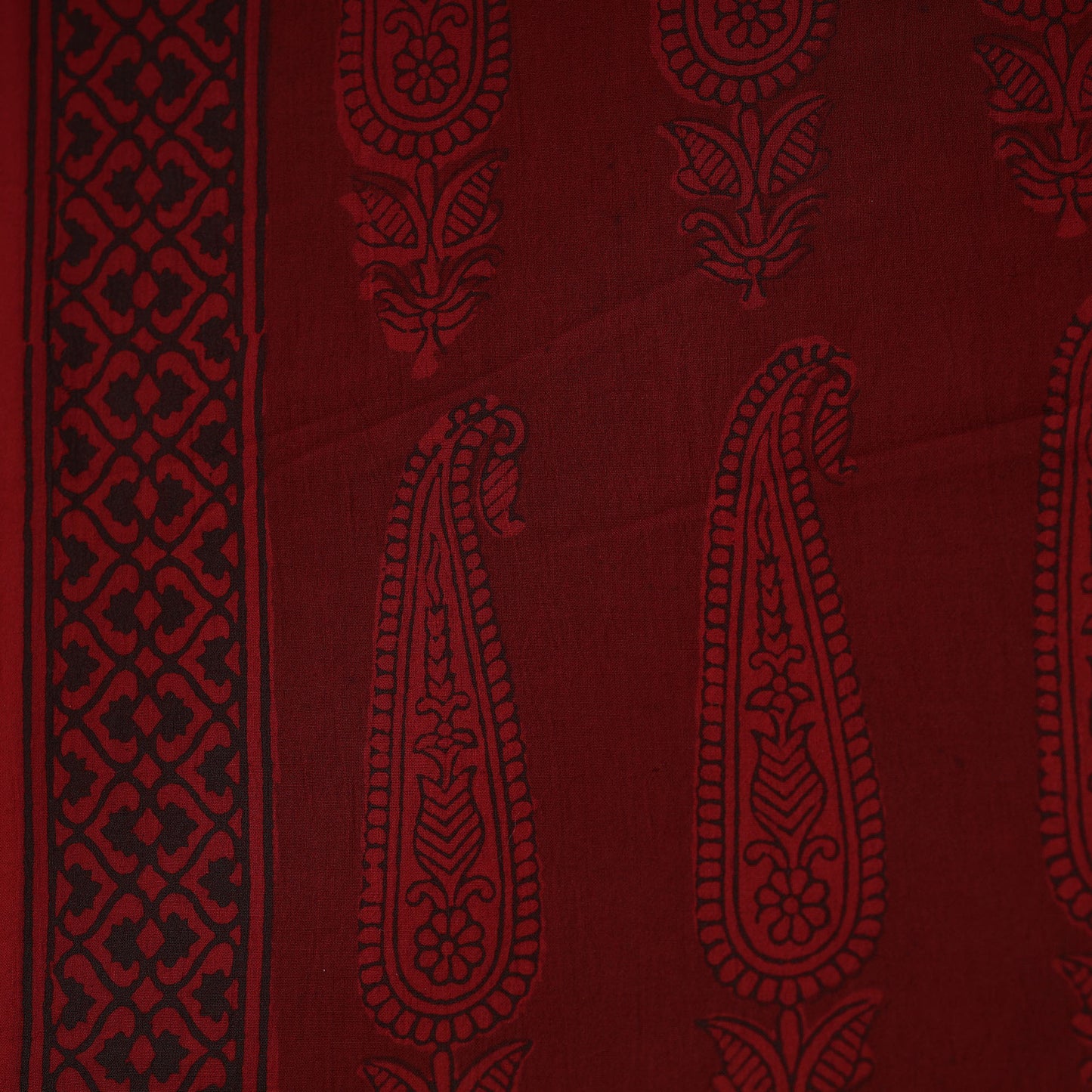 Red - Bagh Block Printed Cotton Fabric 02