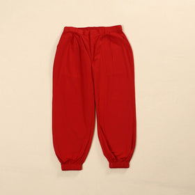 Red - Cotton Lycra Elasticated Plain Pant for Women 11