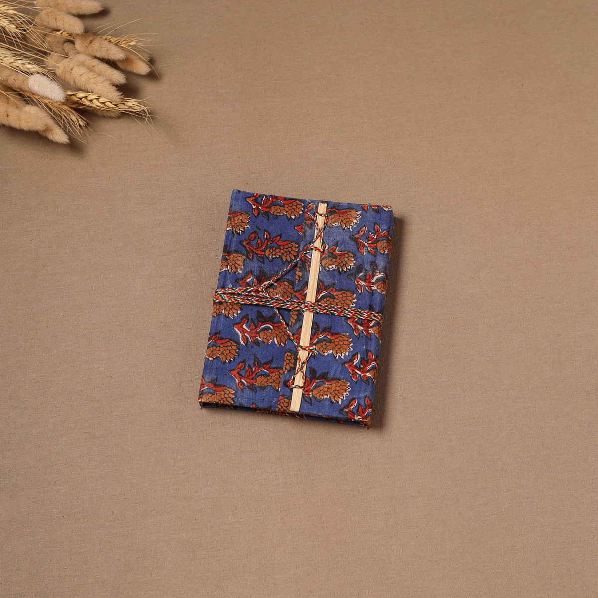 Handmade Paper Notebook in Bagru Cover with Thread Lock (7 x 5 in) 30