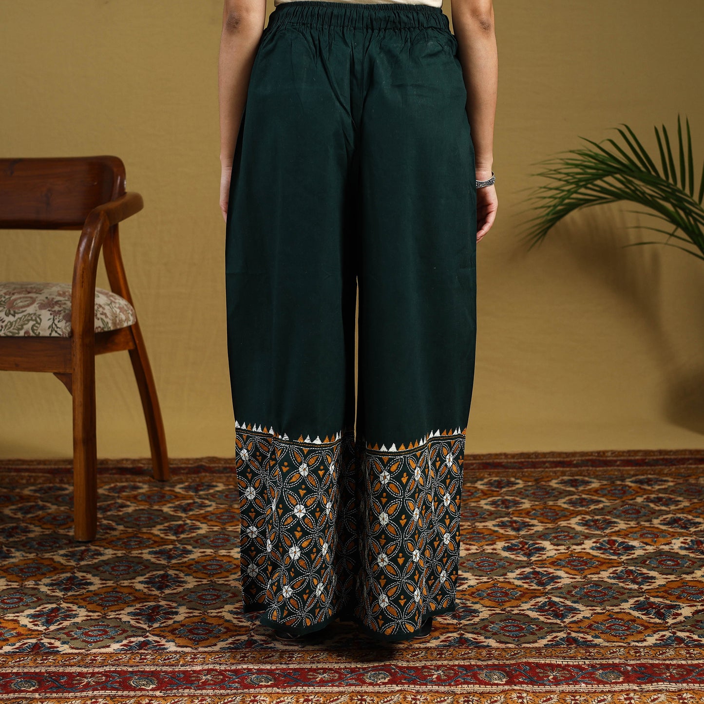 Buy Cotton Bengal Kantha Hand Embroidery Palazzo