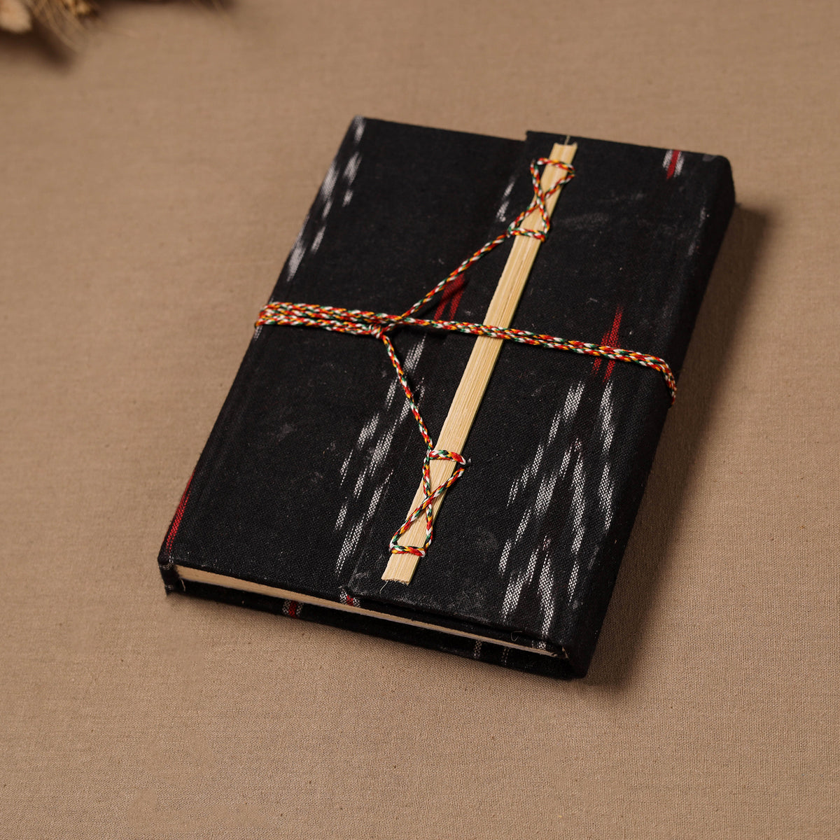 Handmade Paper Notebook in Ikat Cover with Thread Lock (7 x 5 in) 01