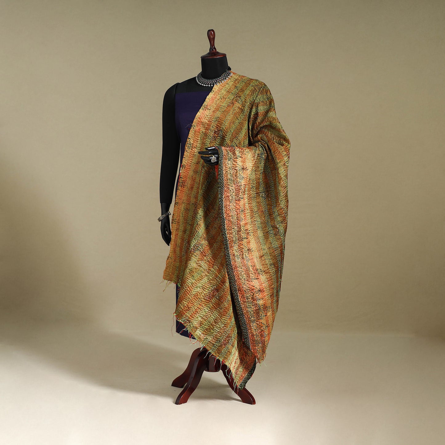Multicolor - patchwork reversible silk bengal kantha work