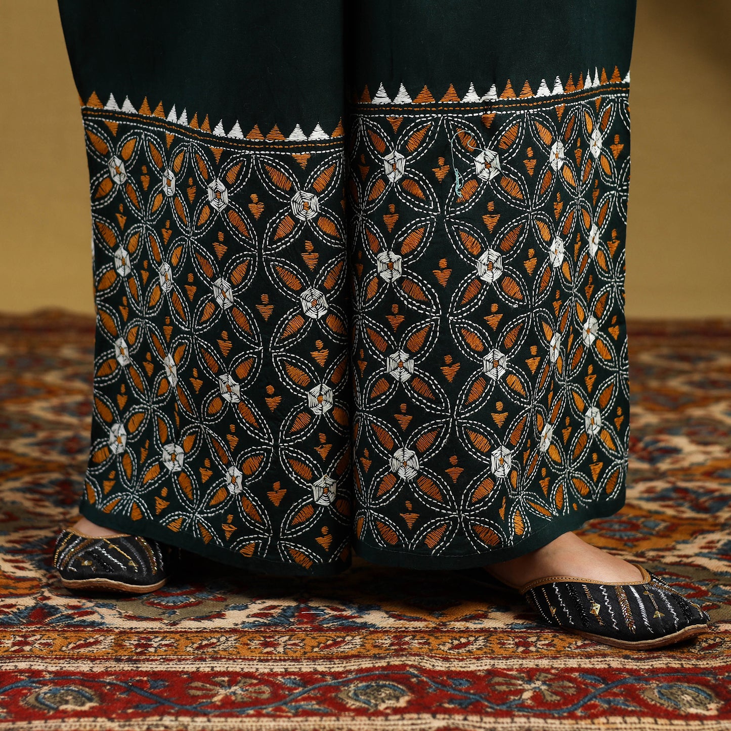 Buy Cotton Bengal Kantha Hand Embroidery Palazzo