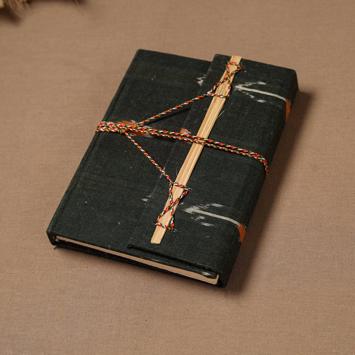 Handmade Paper Notebook in Ikat Cover with Thread Lock (7 x 5 in) 03