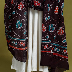  Brown Cotton Hand Batik Print Dupatta