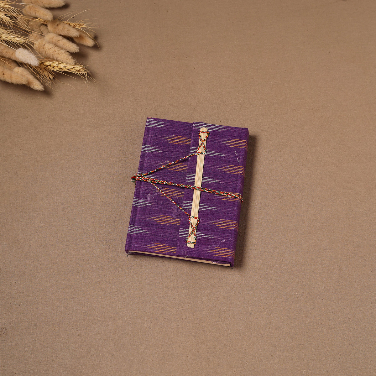 Handmade Paper Notebook in Ikat Cover with Thread Lock (7 x 5 in) 05