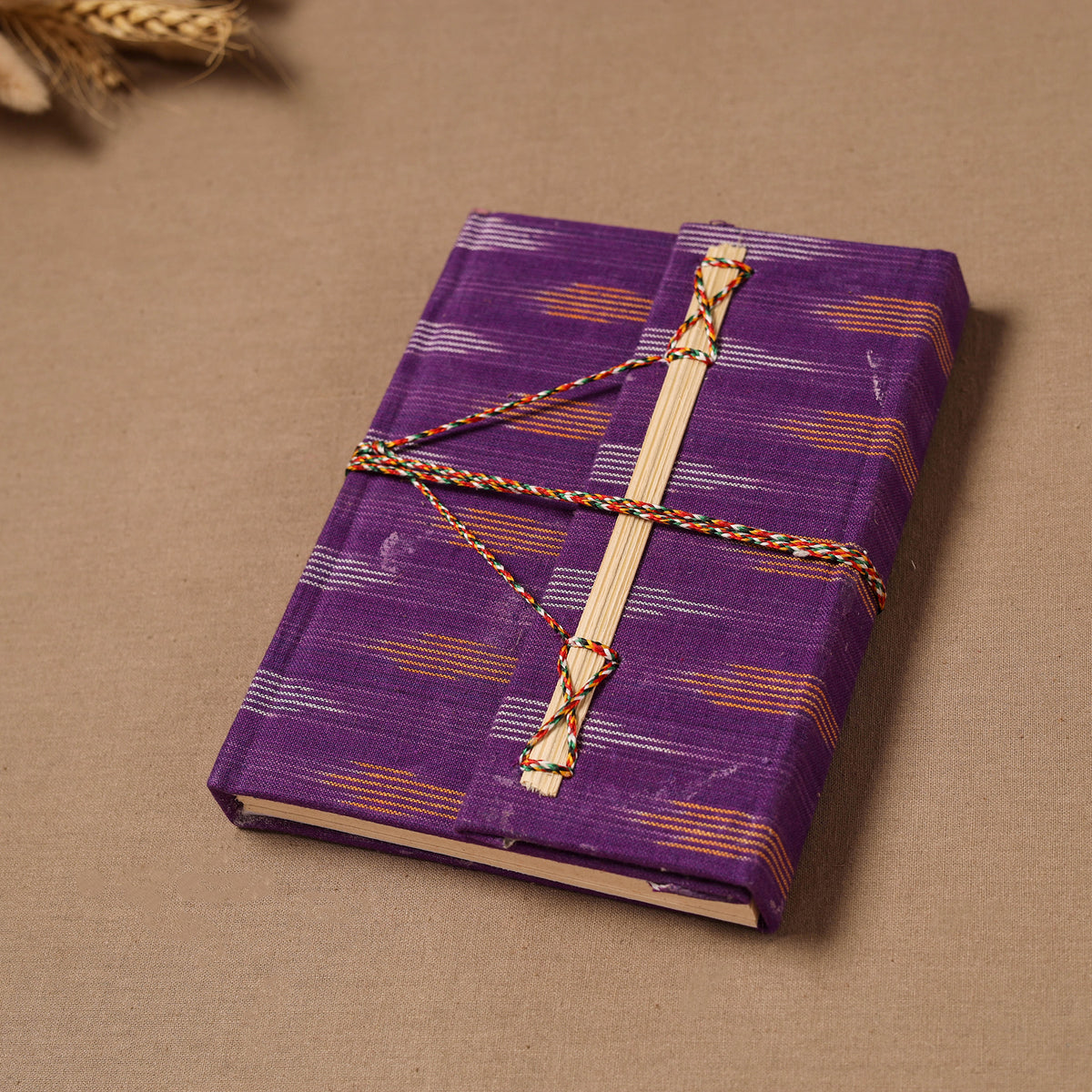 Handmade Paper Notebook in Ikat Cover with Thread Lock (7 x 5 in) 05
