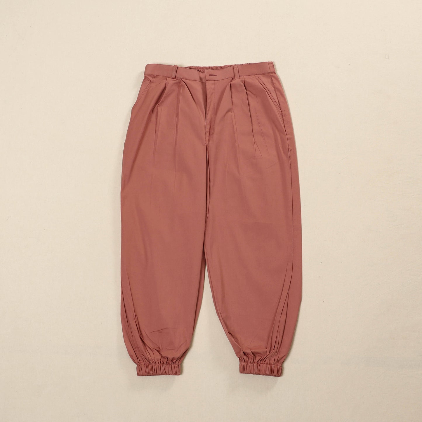 Peach - Cotton Lycra Elasticated Plain Pant for Women 09