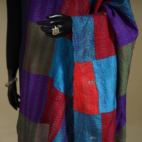 Multicolor - patchwork reversible silk bengal kantha work