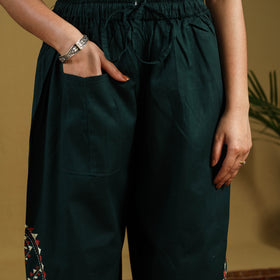 Buy Green Cotton Bengal Kantha Hand Embroidery Palazzo