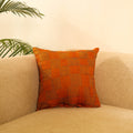  Orange Bengal Kantha Work Reversible Silk Cushion Cover