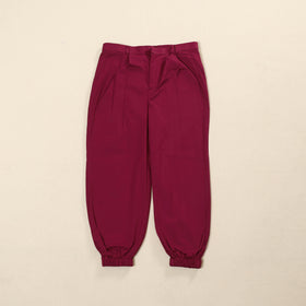 Purple - Cotton Lycra Elasticated Plain Pant for Women 12