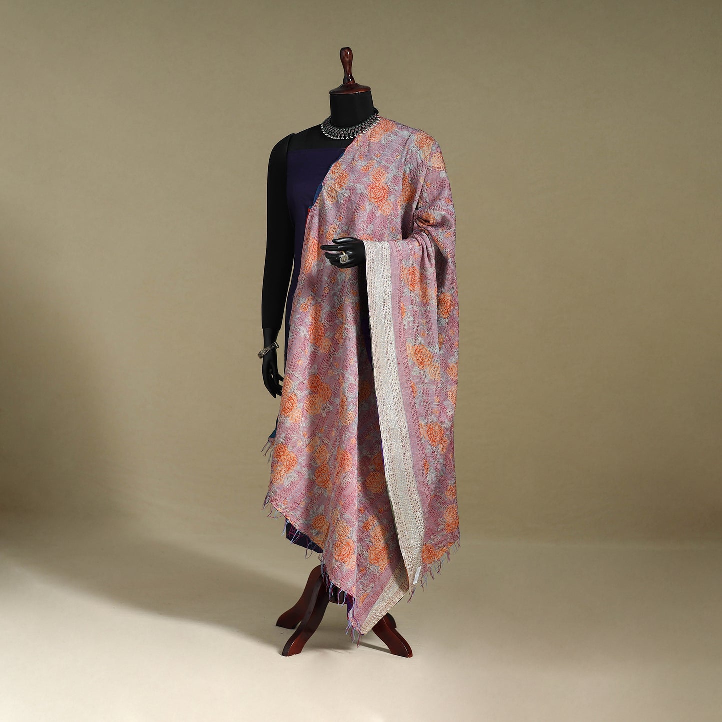 Multicolor - patchwork reversible silk bengal kantha work