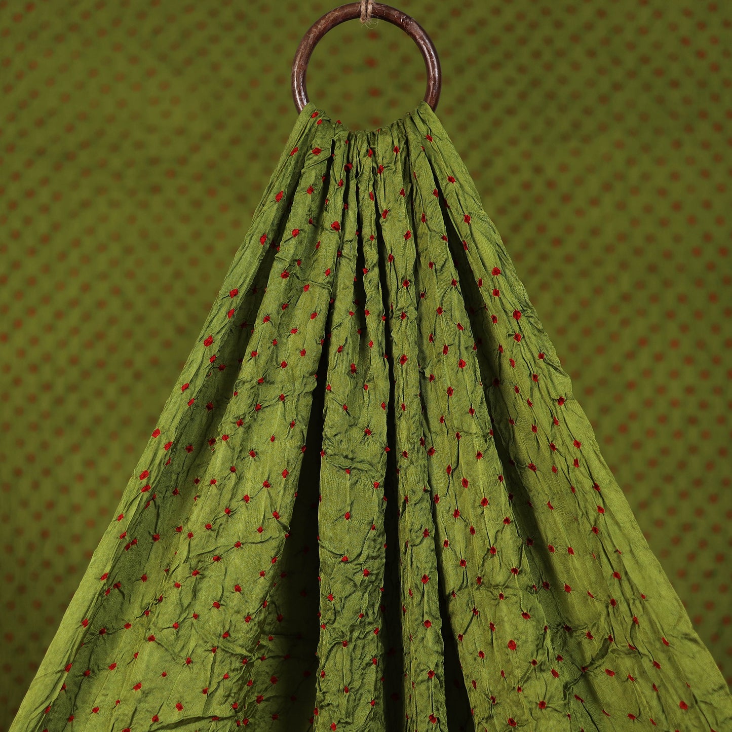 Green - Kutch Bandhani Tie-Dye Modal Silk Fabric 14