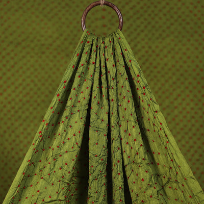 Green - Kutch Bandhani Tie-Dye Modal Silk Fabric 14