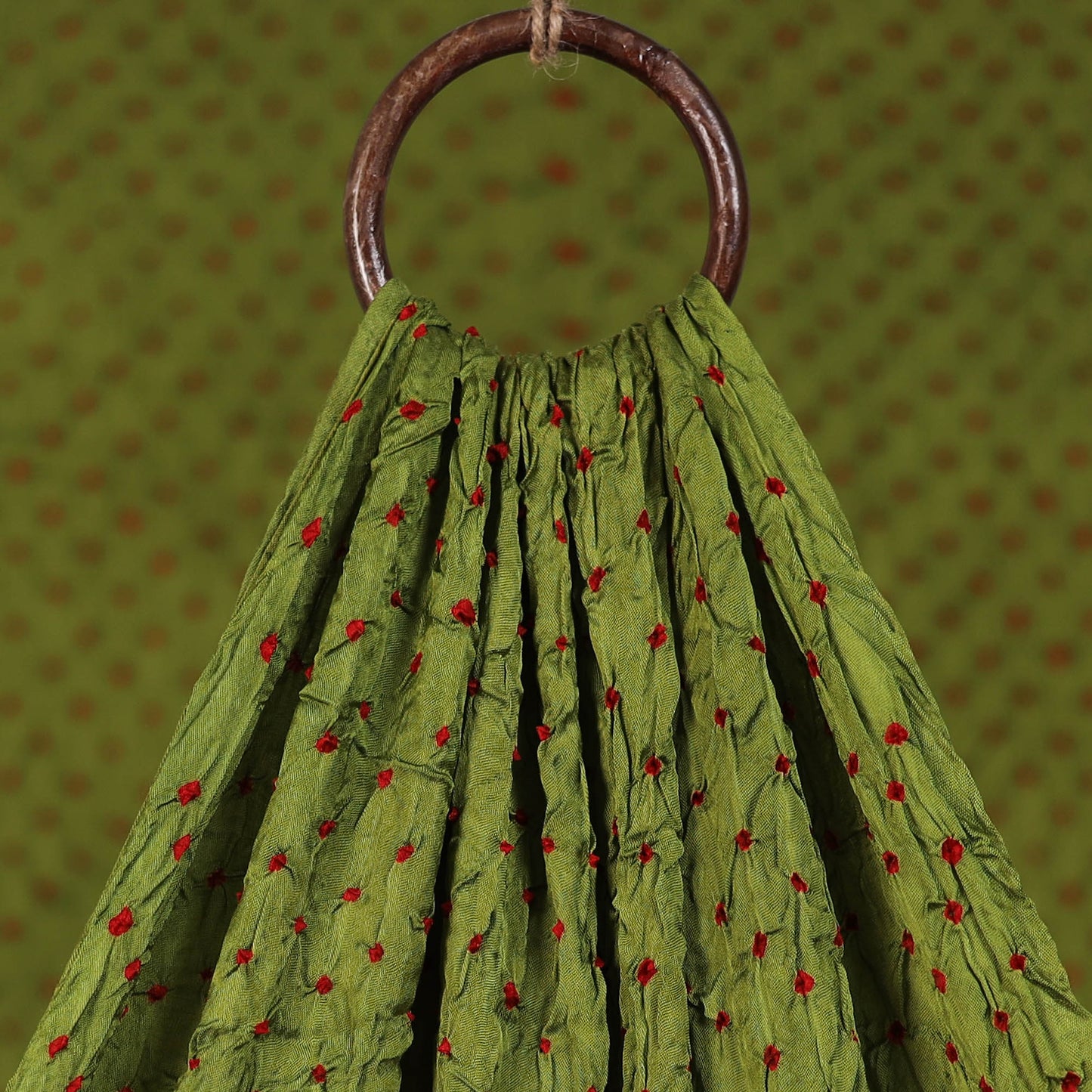 Green - Kutch Bandhani Tie-Dye Modal Silk Fabric 14